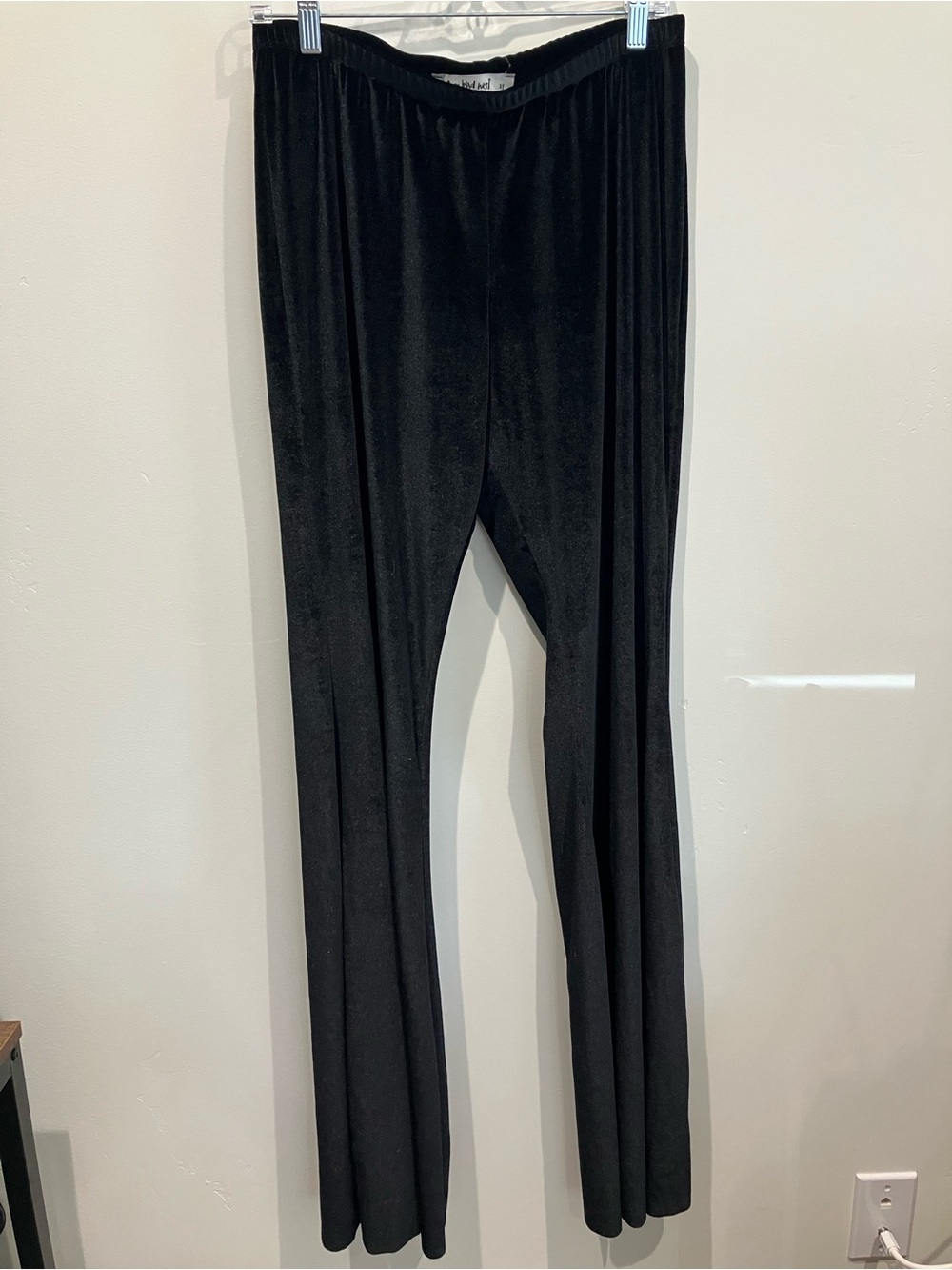 Three Bird Nest Black Velour Lounge Flare Raw Hem Pants